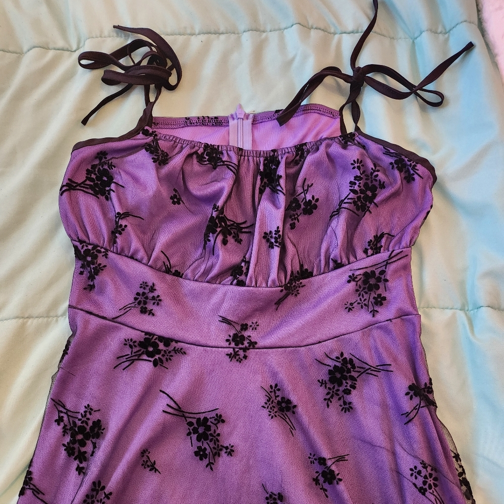 SHEIN Purple and Black Floral Dress